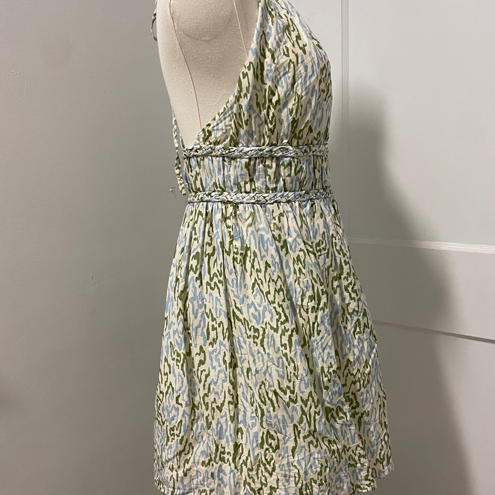 Elegant Green and Blue Patterned Halter Dress Parker 4, XS/S - Picture 3 of 4